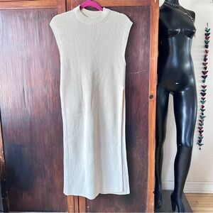 Sleeveless Knit Midi Dress in Cream